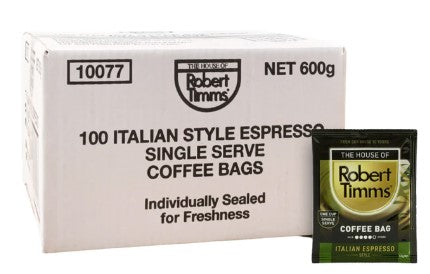 Robert Timms Italian Espresso Coffee Bags 100