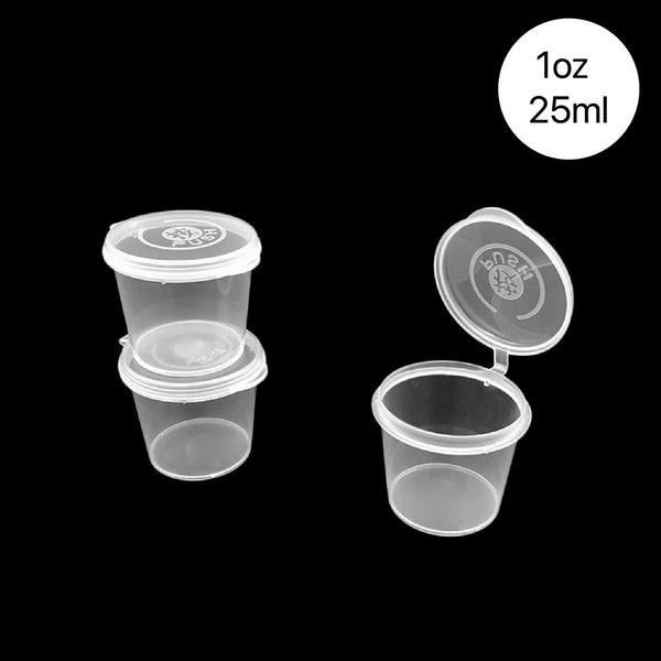 Plastic 1oz Sauce Container with Hinged Lids SC1 25ml